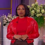 Jennifer’s red leather moto jacket on The Jennifer Hudson Show