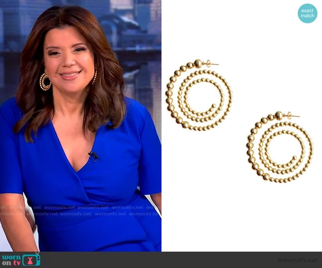 Jennifer Miller Beaded Spiral Hoop Earrings worn by Ana Navarro on The View
