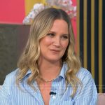 Jennifer’s blue striped shirt on Tamron Hall Show