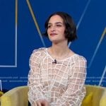 Jenny Slate’s white grid sheer top and skirt on Good Morning America