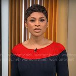 Jericka Duncan’s navy and red colorblock dress on CBS Mornings