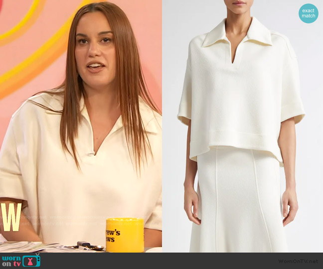Jil Sander Boxy Textured Polo worn by Hannah Berner on The Drew Barrymore Show