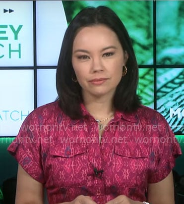 Jo Ling Kent’s pink printed shirtdress on CBS Mornings