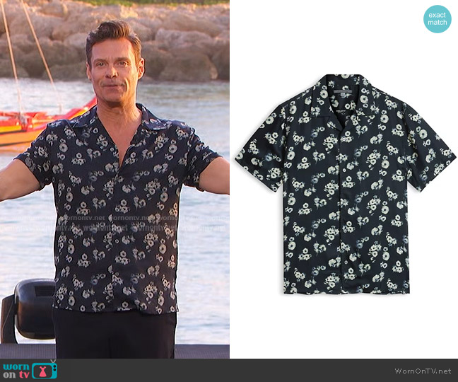 John Varvatos Dan Camp Shirt in Black Multi worn by Ryan Seacrest on American Idol