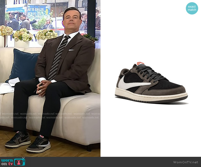 Jordan x Travis Scott Air Jordan 1 Low sneakers worn by Carson Daly on Today