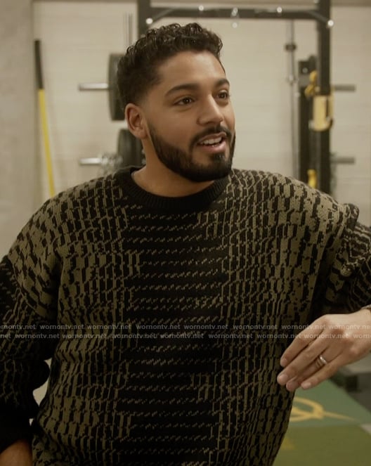 Jordan’s green and black knit sweater on All American