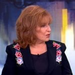Joy’s black floral embellished blazer on The View