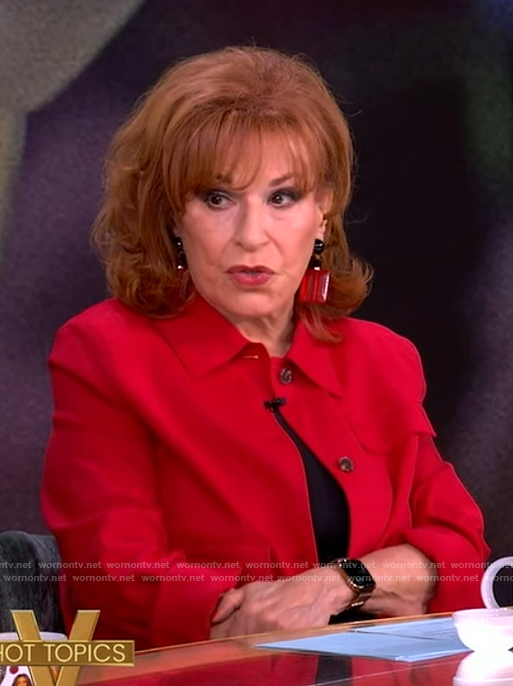 Joy’s red utility jacket on The View