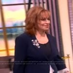 Joy’s navy lace trim blazer on The View