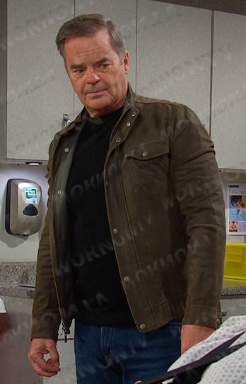 Justin’s brown suede jacket on Days of our Lives