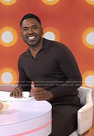 Justin’s brown long sleeve polo on Today