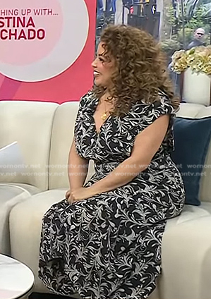 Justina Machado’s black print dress on Today