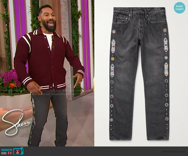 Kapital Monkey CISCO Straight-Leg Embellished Leather-Trimmed Jeans worn by Tone Bell on Sherri