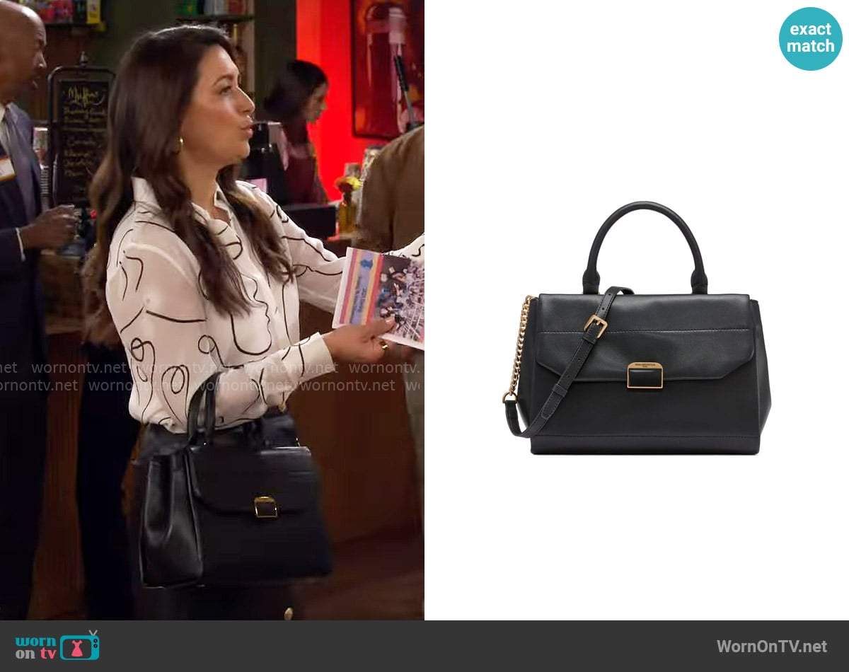 Karl Lagerfield Paris Liana Satchel worn by Lisa Chatsworth (Angelique Cabral) on The Neighborhood