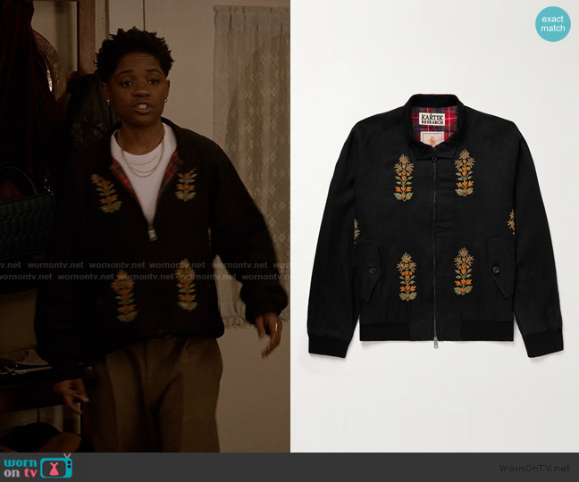 Kartik Research + Baracuta Embellished Embroidered  Herringbone Cotton  Jacket worn by Tamia Cooper (Bre Z) on All American