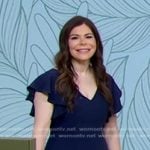 Kate Sandoval’s navy ruffle flutter sleeve dress on Good Morning America