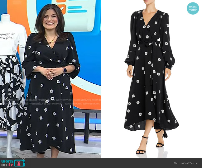 Kate Spade Clover Toss Spade-Print Wrap Dress worn by Adrianna Barrionuevo Brach on Today