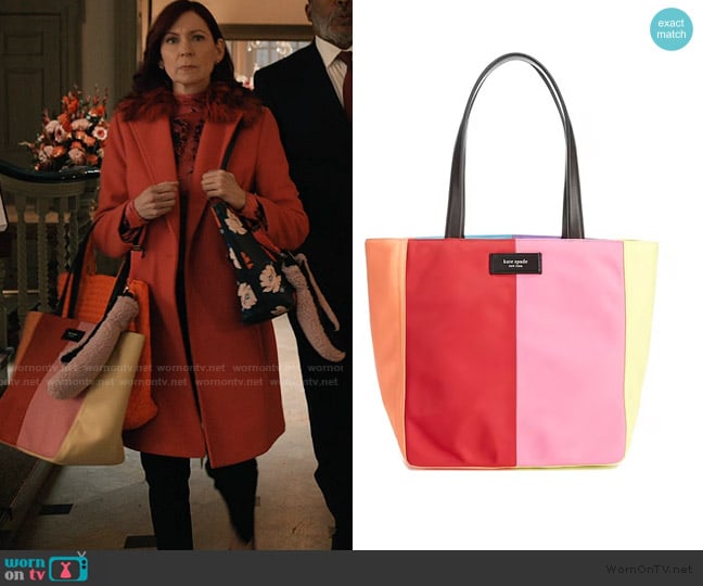 Kate Spade Rainbow Nylon Large Tote Bag worn by Elsbeth Tascioni (Carrie Preston) on Elsbeth