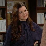 Katie’s navy blue dress on The Bold and the Beautiful