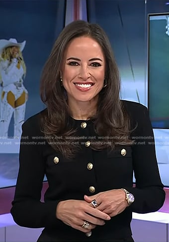 Kaylee’s black cardigan with gold buttons on Today