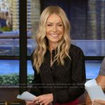 Kelly’s black monogram blouse and skirt on Live with Kelly and Mark