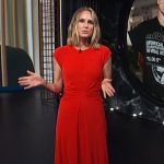 Keltie’s red gathered front dress on E! News