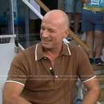 Kerry Titheradge’s brown ribbed polo shirt on Today