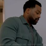 Kevin’s green textured button down shirt on Chicago PD