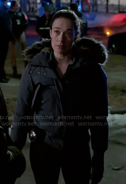 Kim’s blue padded jacket on Chicago PD