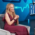 Kim Raver’s burgundy midi dress on Access Hollywood