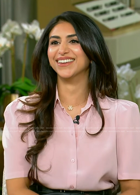 Kiran Mian’s pink top on Tamron Hall Show
