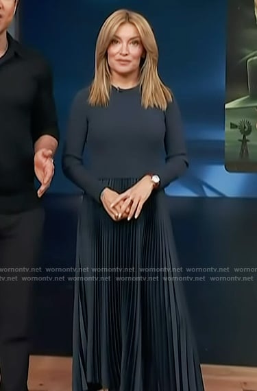 Kit’s mixed media pleated dress on Access Hollywood