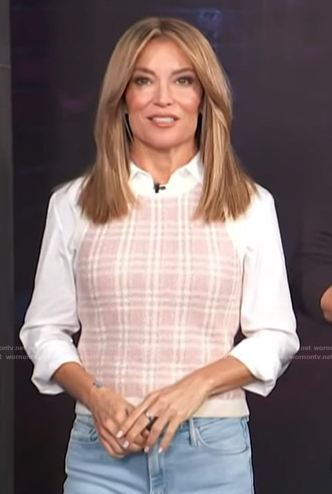 Kit’s plaid knit vest on Access Hollywood