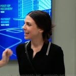 Kristina’s black polo top with striped collar on General Hospital