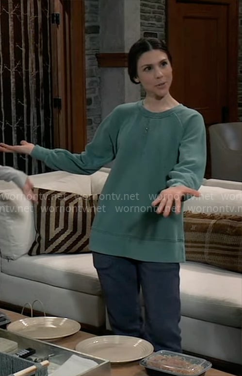 Kristina’s green sweatshirt on General Hospital