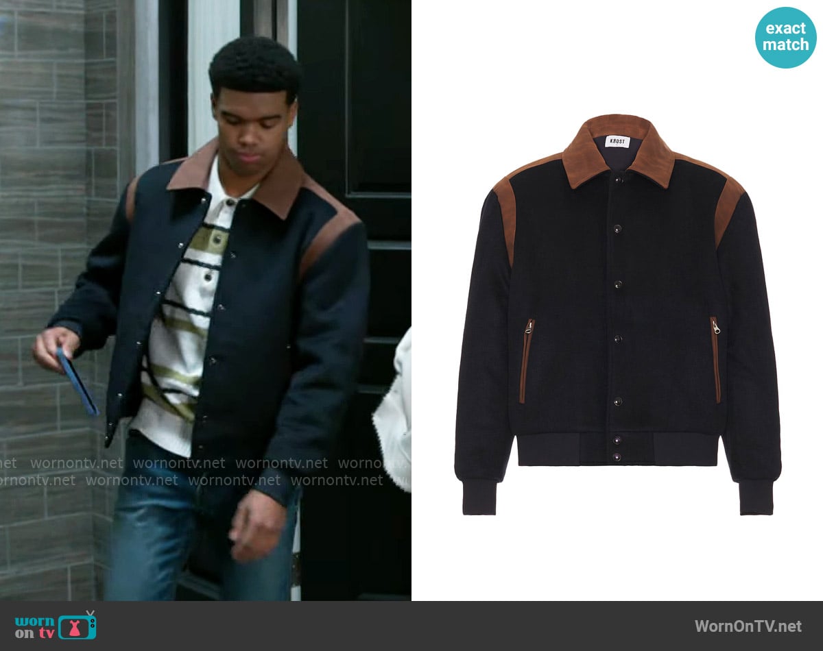 Krost Varsity Jacket worn by Tyrell Richardson (Jaden Lucas Miller) on Beyond the Gates