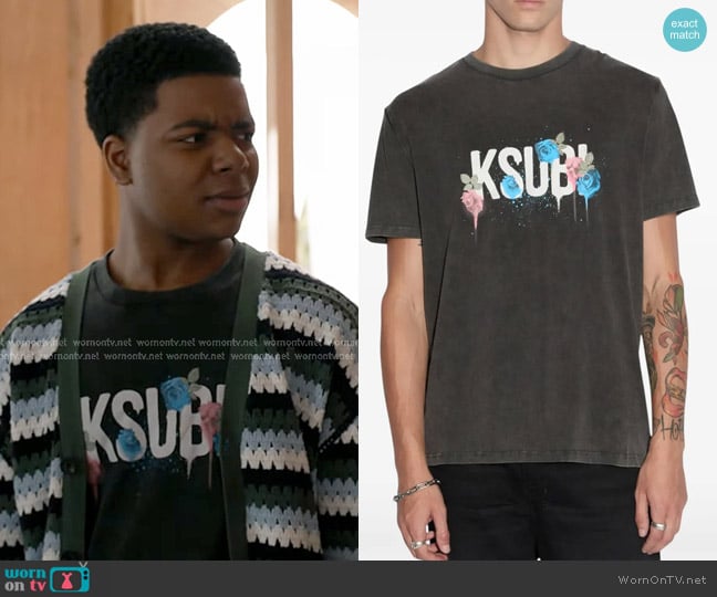 Ksubi Graff Rose Kash Tee worn by Harry Grant (Elijah M. Cooper) on 9-1-1