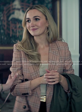 Lady Phoebe’s pink plaid blazer on You