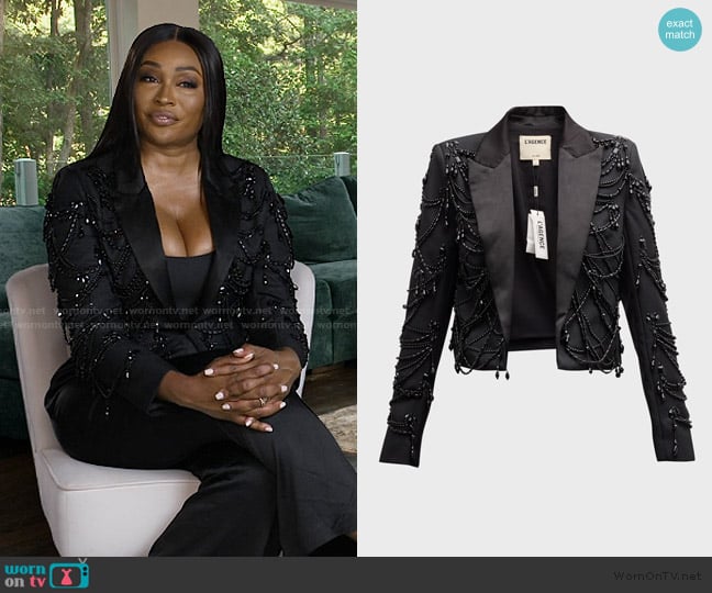 L'Agence Jen Beaded Cropped Blazer worn by Cynthia Bailey on The Real Housewives of Atlanta