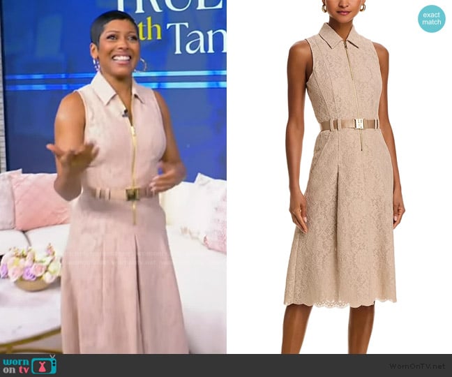 L'Agence Kylo Cotton-Blend Lace Belted Shirtdress worn by Tamron Hall on Tamron Hall Show