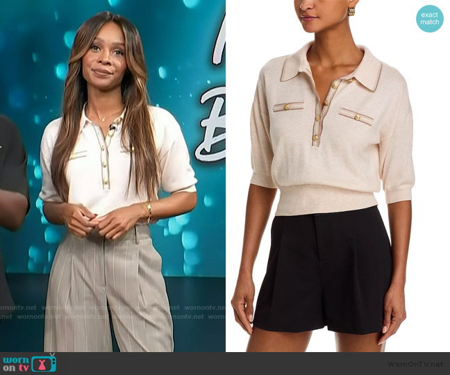 L'Agence Masaki Collared Sweater worn by Zuri Hall on Access Hollywood