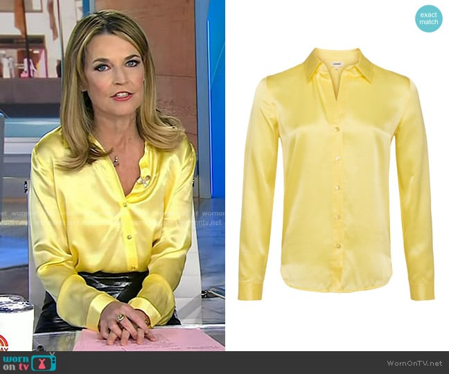 L'Agence Tyler Blouse in Pale Yellow worn by Savannah Guthrie on Today