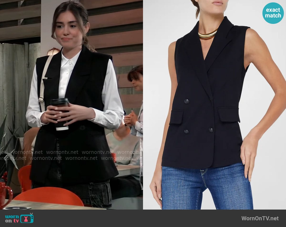 L'Agence Aldora Double-Breasted Vest worn by Emma Scorpio-Drake (Braedyn Bruner) on General Hospital