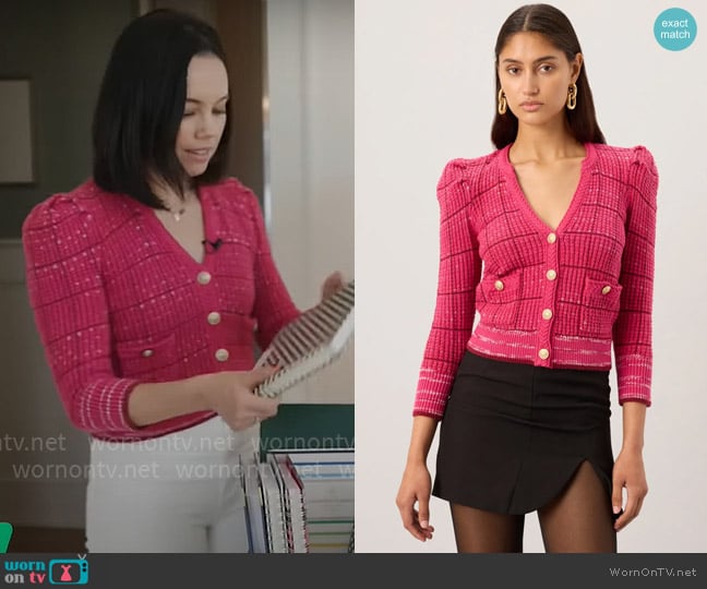 L'Agence Jenni Cardigan worn by Jo Ling Kent on CBS Mornings