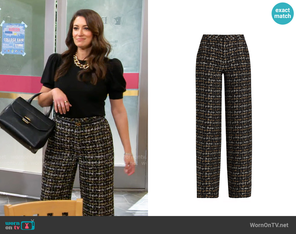 L'Agence Livvy Houndstooth Tweed High-Rise Straight-Leg Pants worn by Lisa Chatsworth (Angelique Cabral) on The Neighborhood