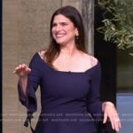 Lake Bell’s navy tie cuff top on Live with Kelly and Mark