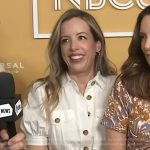 Lang Fisher’s white shirtdress on E! News
