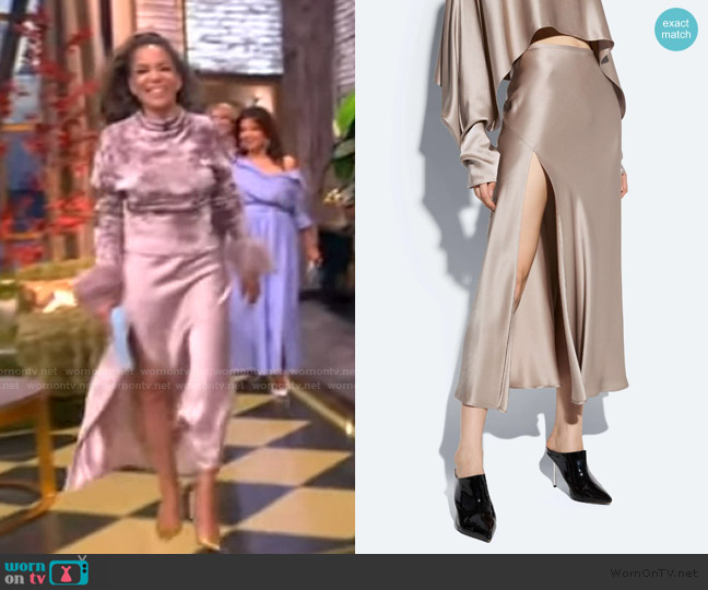Lapointe Satin Bias Midi Skirt worn by Sunny Hostin on The View