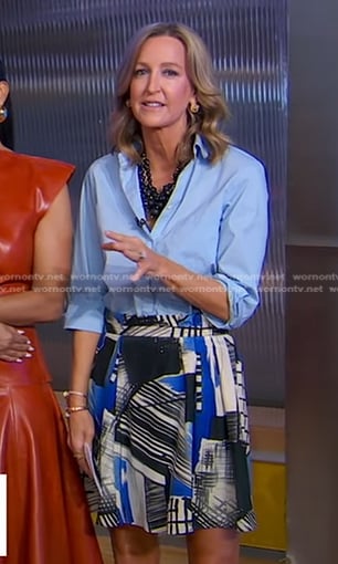 Lara’s print mini skirt on Good Morning America