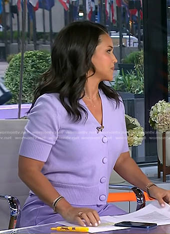Laura’s lilac short sleeve cardigan on Today